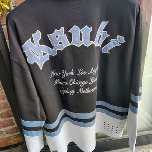 Ksubi Black and Light Blue Oversized Graphic Sweatshirt